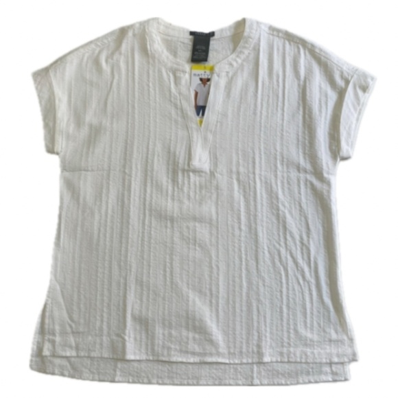 Matty M Ladies' Cotton Popover Top, Off-White/Ivory, Tunic Length, Small NWT - Picture 6 of 12